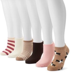 Sonoma Woman’s 6 pack no show solid and graphic design socks size 9-11